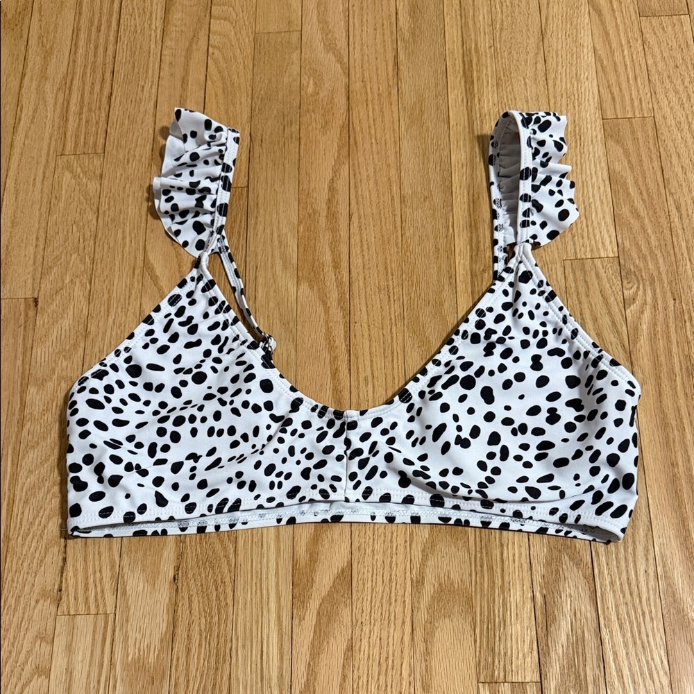 Black and White Ruffle Bikini Top